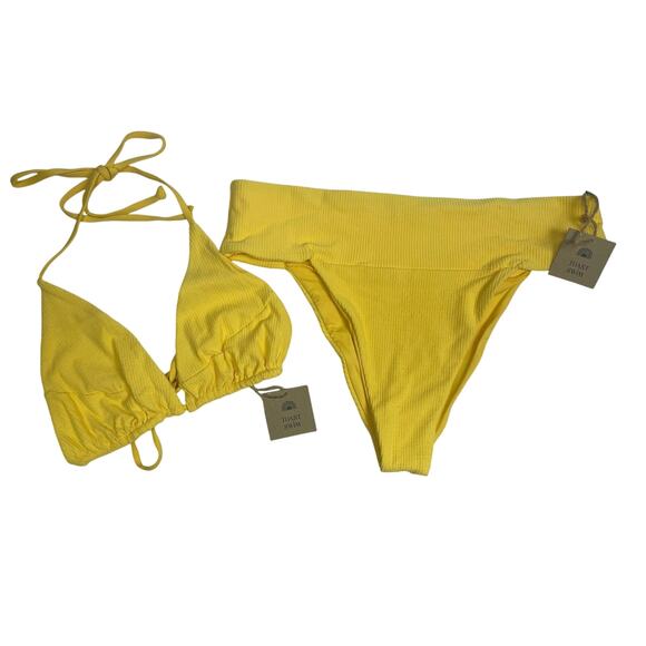 NWT - Toast Swim Tie Tri Top and Banded Waist Bottom